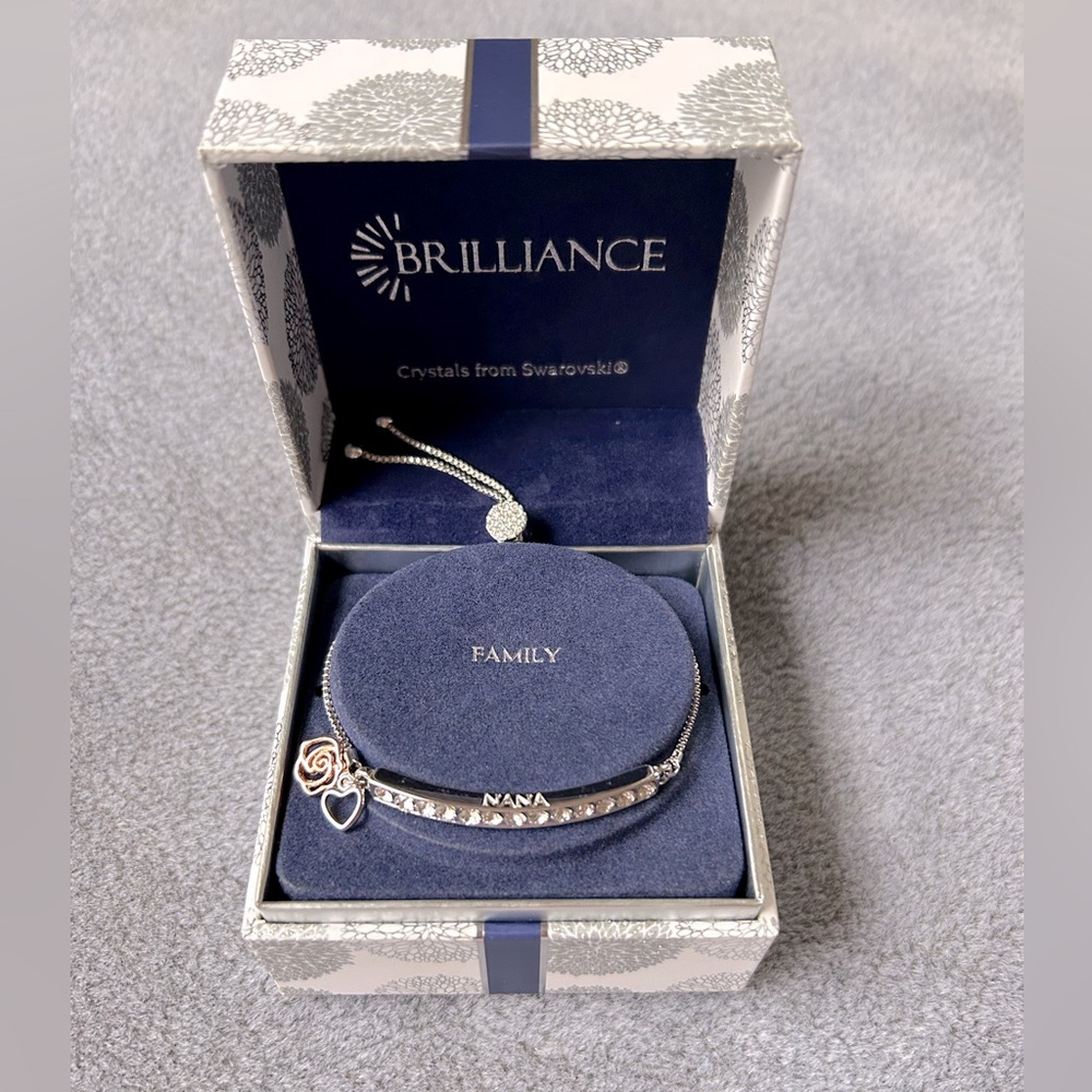 Swarovski Crystals “NANA” Family Adjustable Slide Bracelet by Brilliance NWT